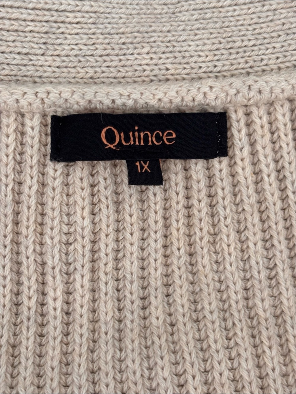 QUINCE 100% Organic Cotton Oversized Cardigan Speckled Beige Sz 1X NWT - Picture 7 of 9